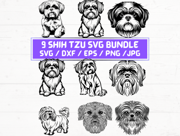 Shih Tzu Dog SVG, DXF, EPS, JPG, PNG Files – Digital Design Assets